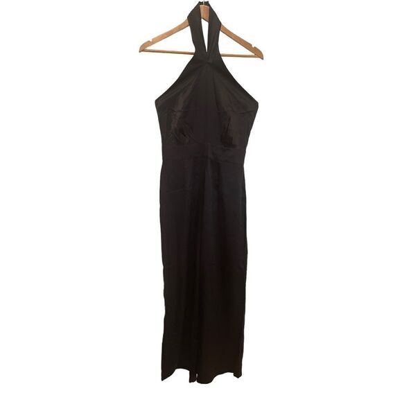 NWOT SILK MAISON Cross Halter Silk Jumpsuit In Black - Picture 6 of 16